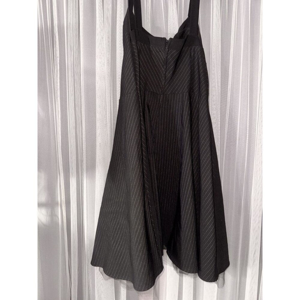 Ruby Rox Black Pinstripe Sleeveless Fit & Flare Dress With Tulle Underskirt Size - Picture 7 of 8